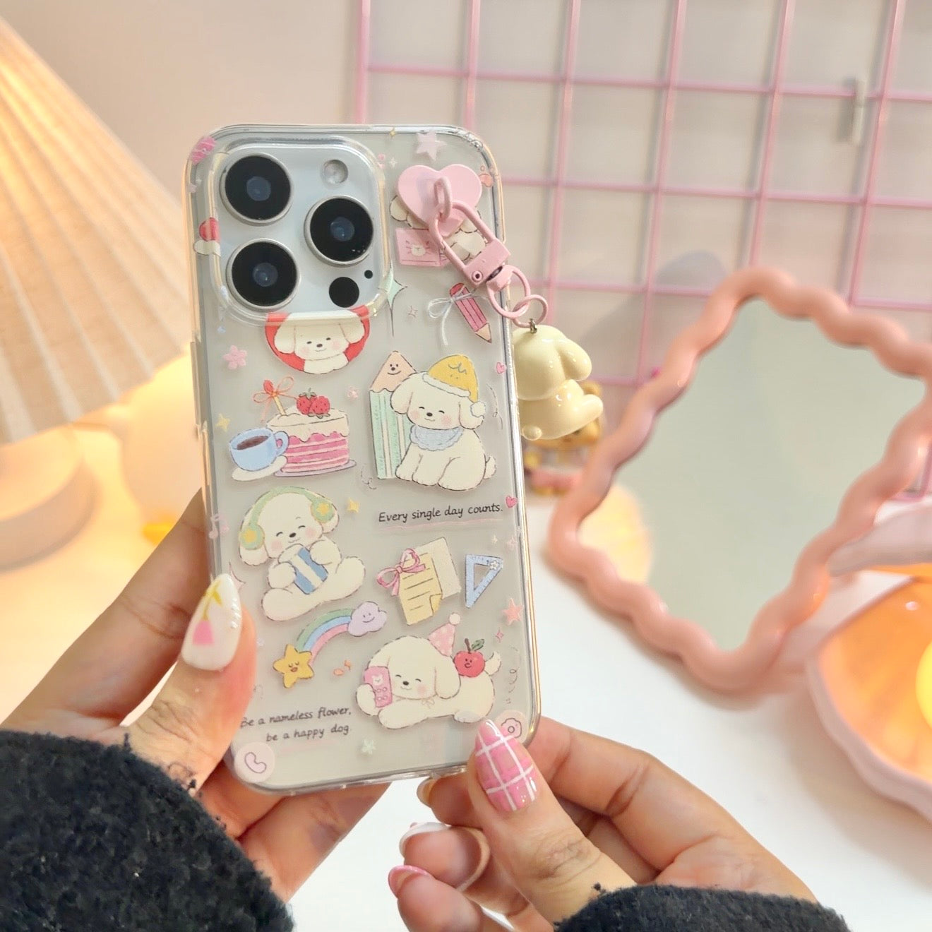 Cute Doggo Phone Case with Hanging Charm