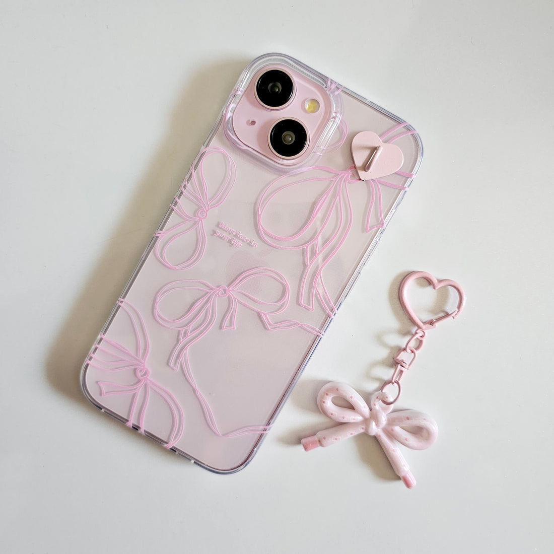 Blush Ribbon Dreams Coquette Bow Phone Charm Case