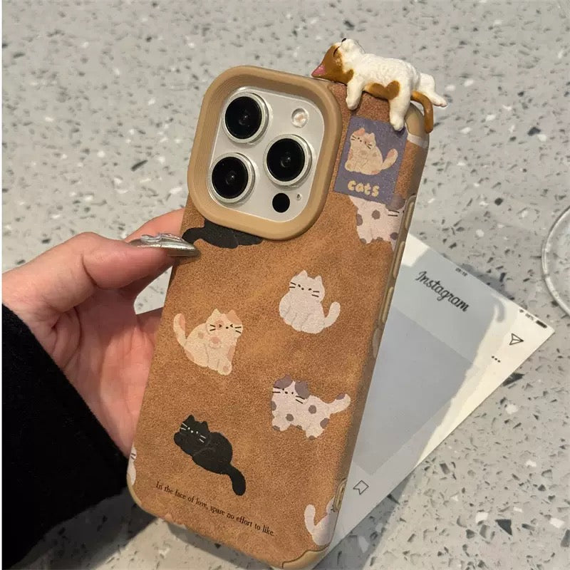 Cute Lying Kitty Phone Topper With Glue