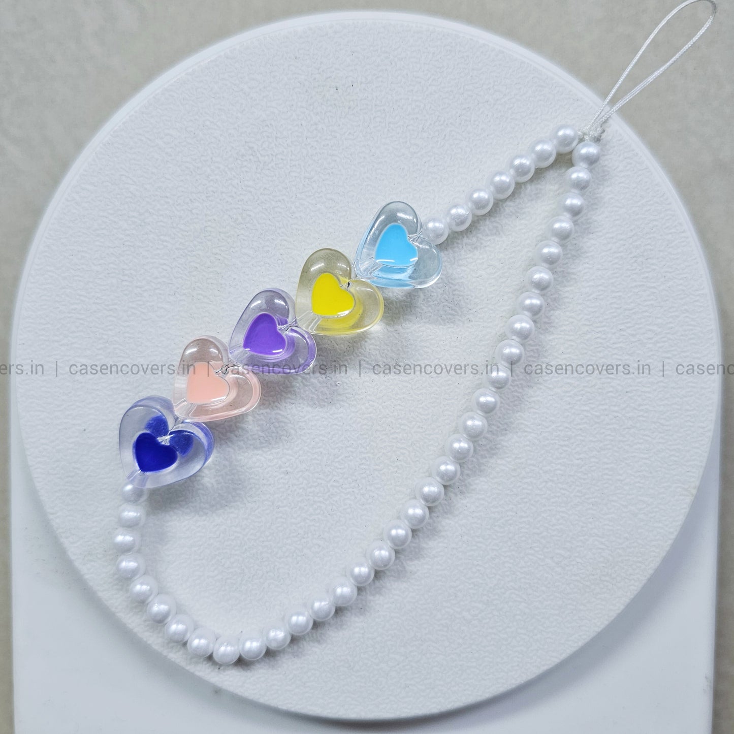Crystal Hearts and Pearl Phone Charm