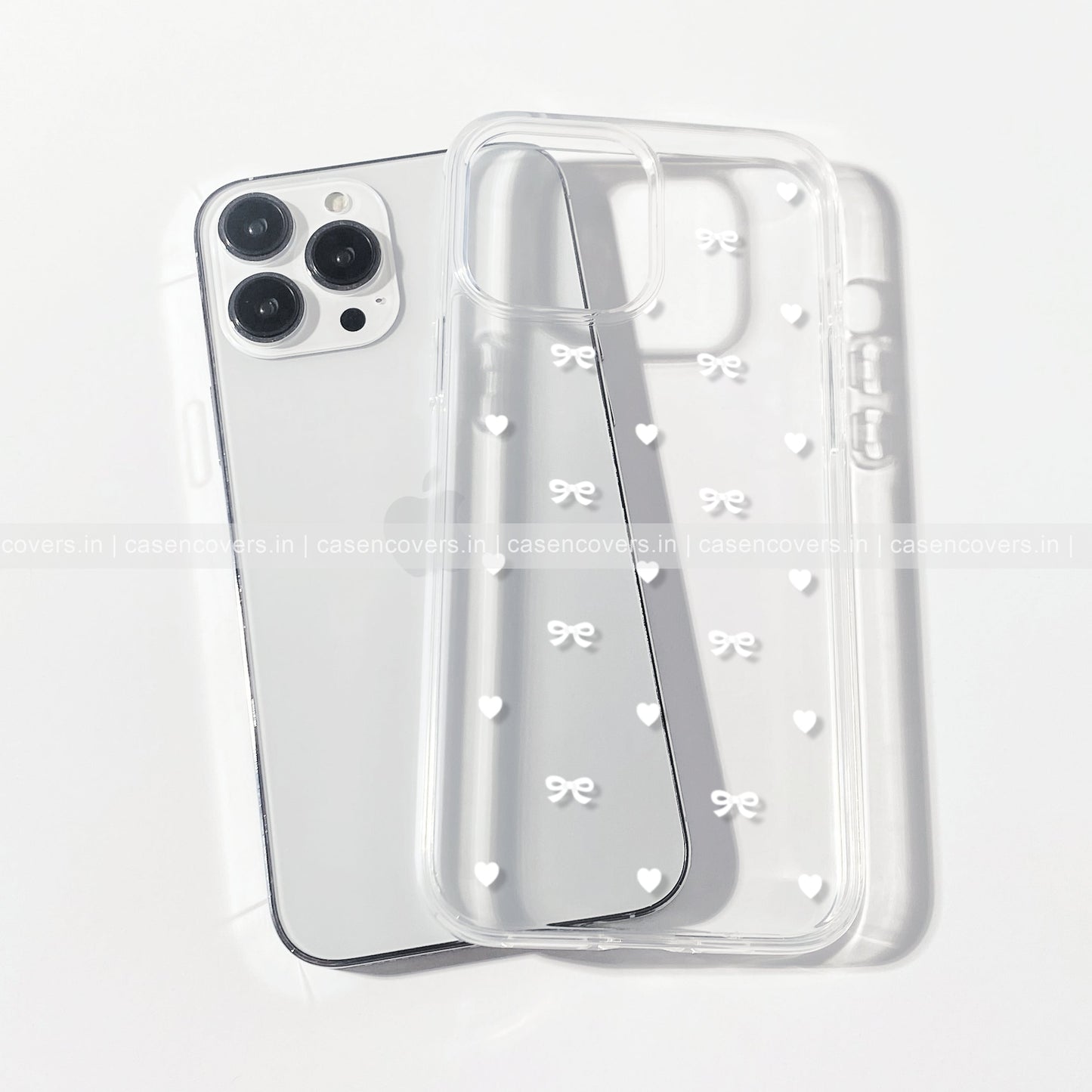 Clear bow & heart case