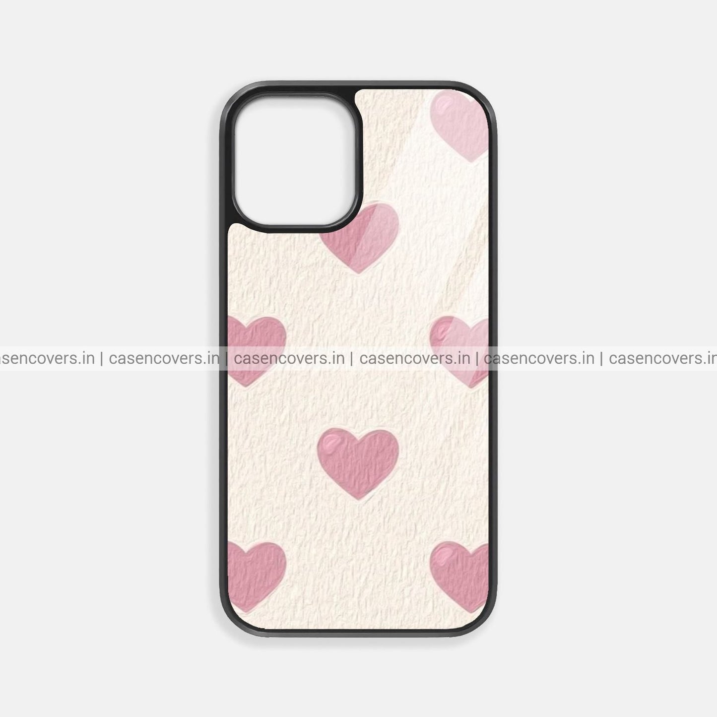 Beige Hearts Premium Glossy Phone Case