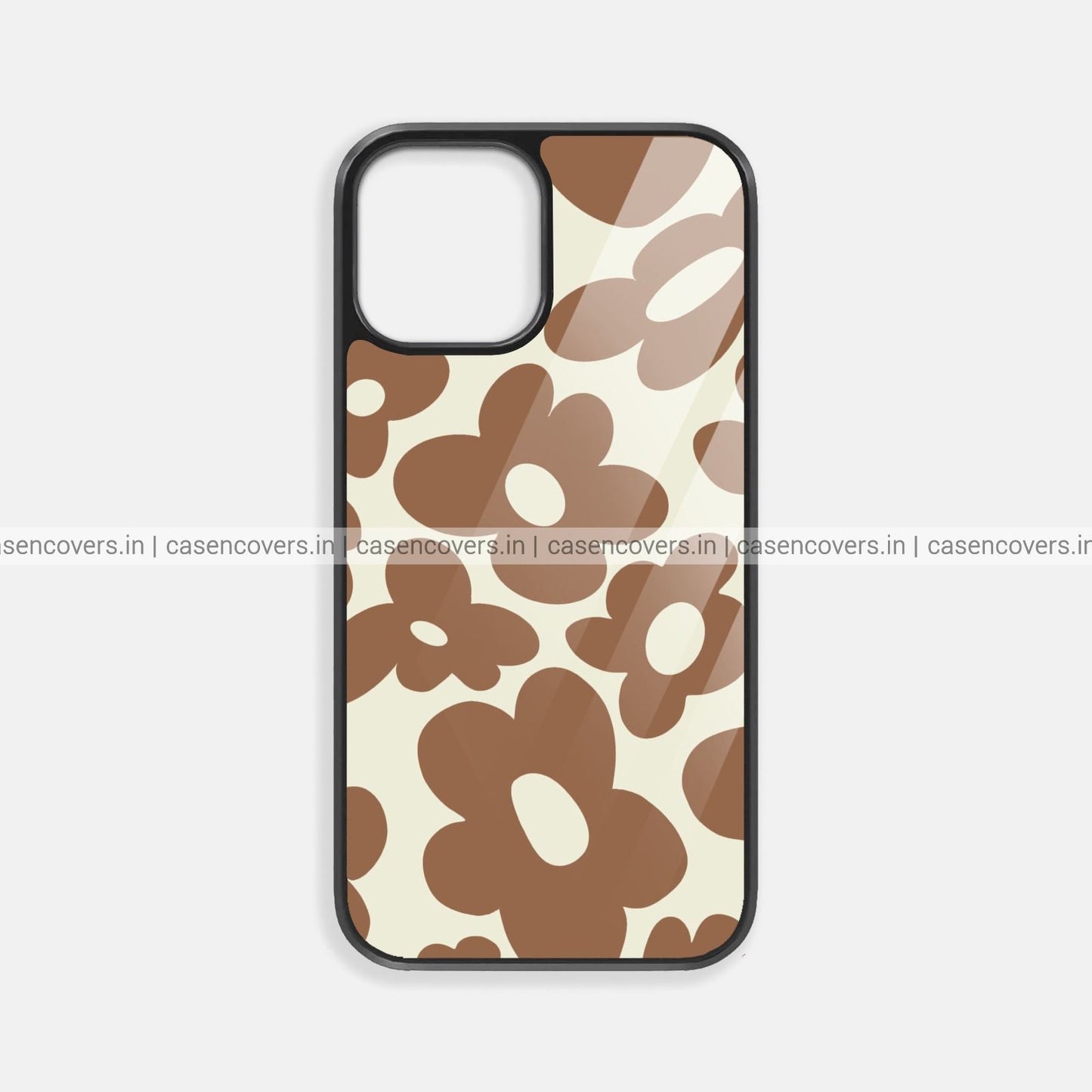 Brown Floral Premium Glossy Phone Case