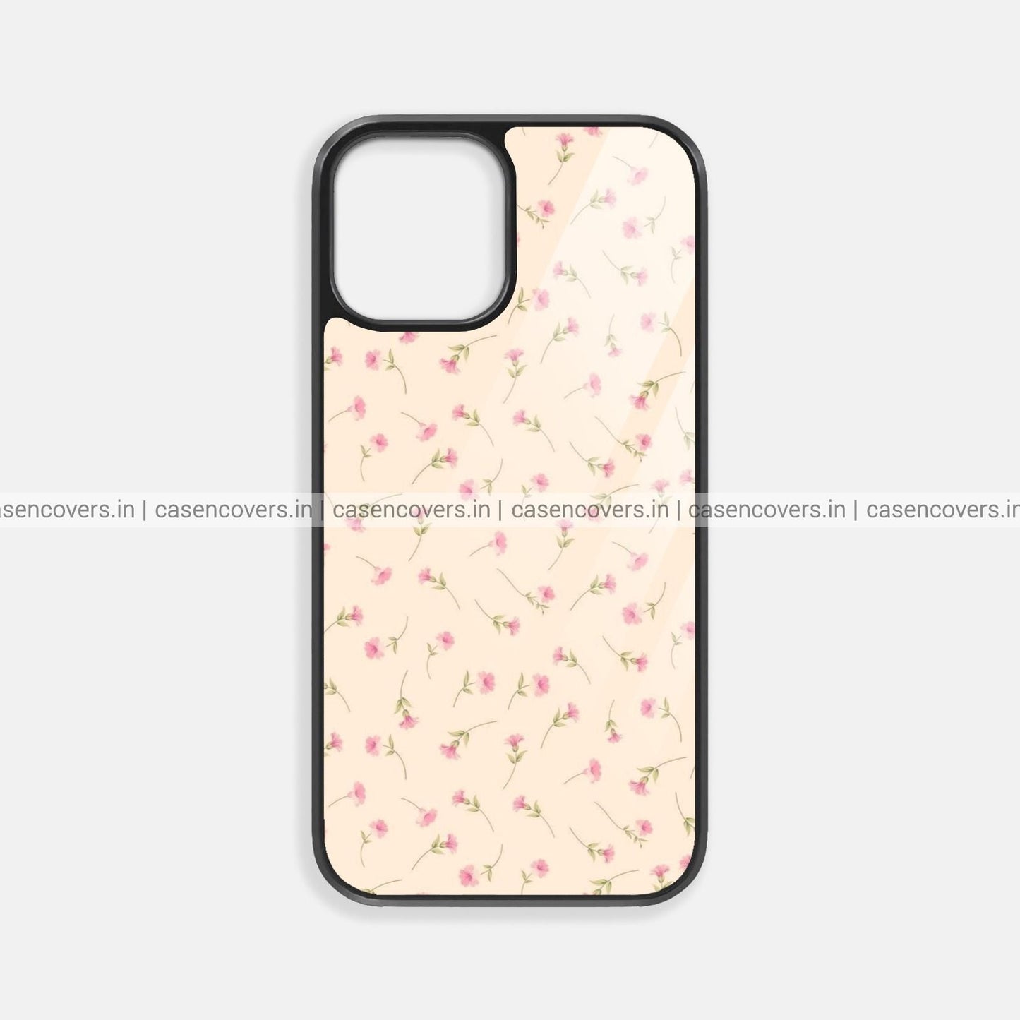 Beige Little Flowers Premium Glossy Phone Case