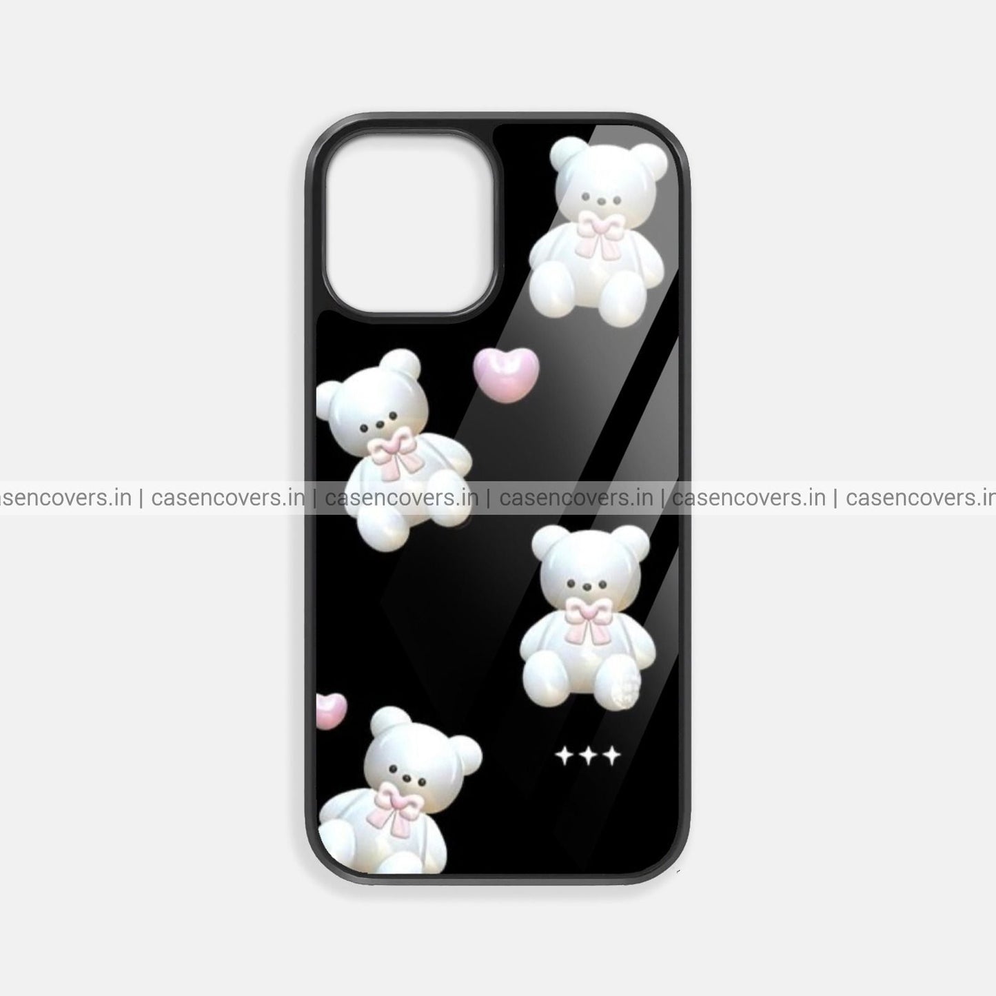 Cute Teddy Black Premium Glossy Phone Case