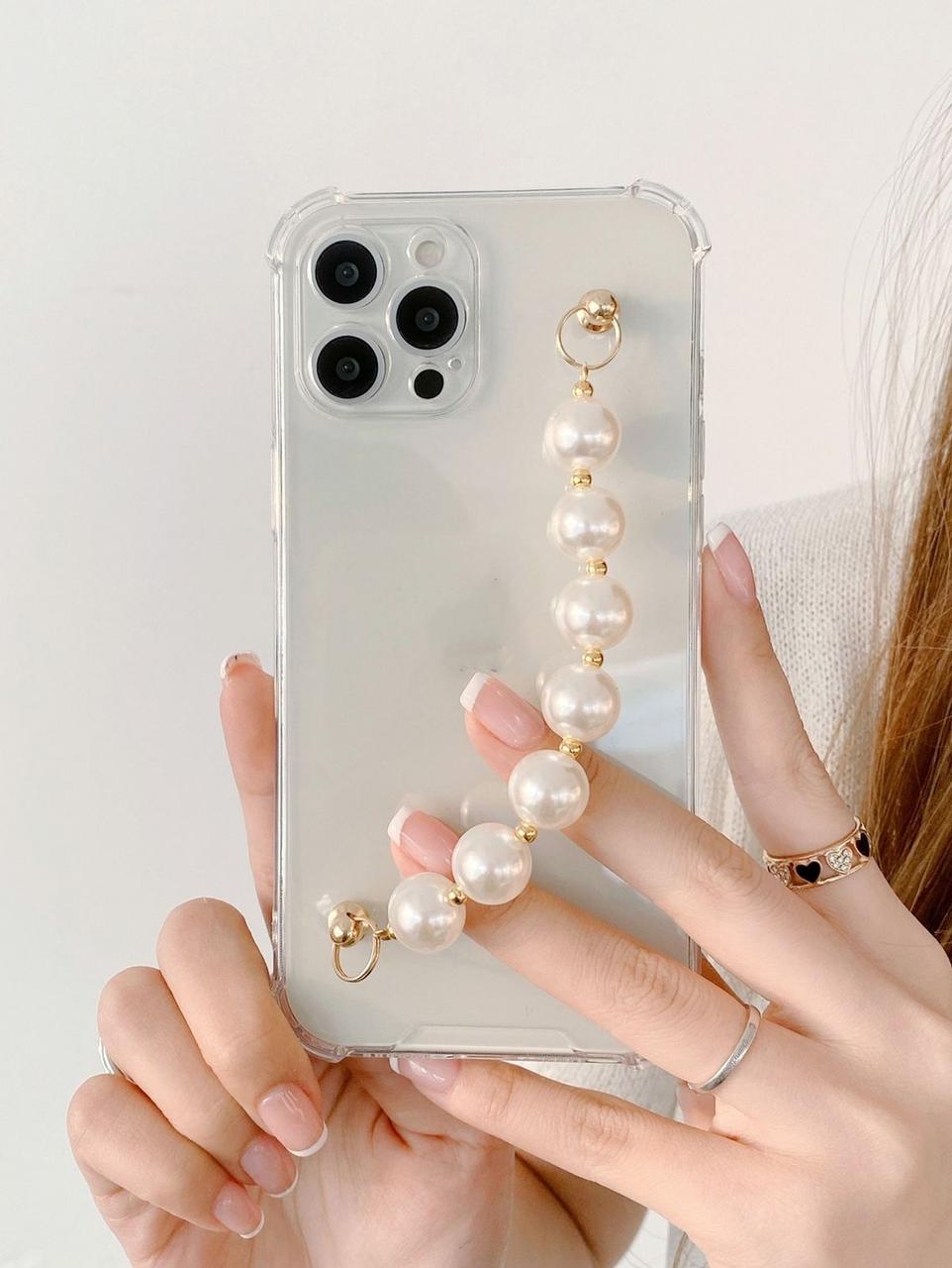 Clear Pearl Chain Phone Case