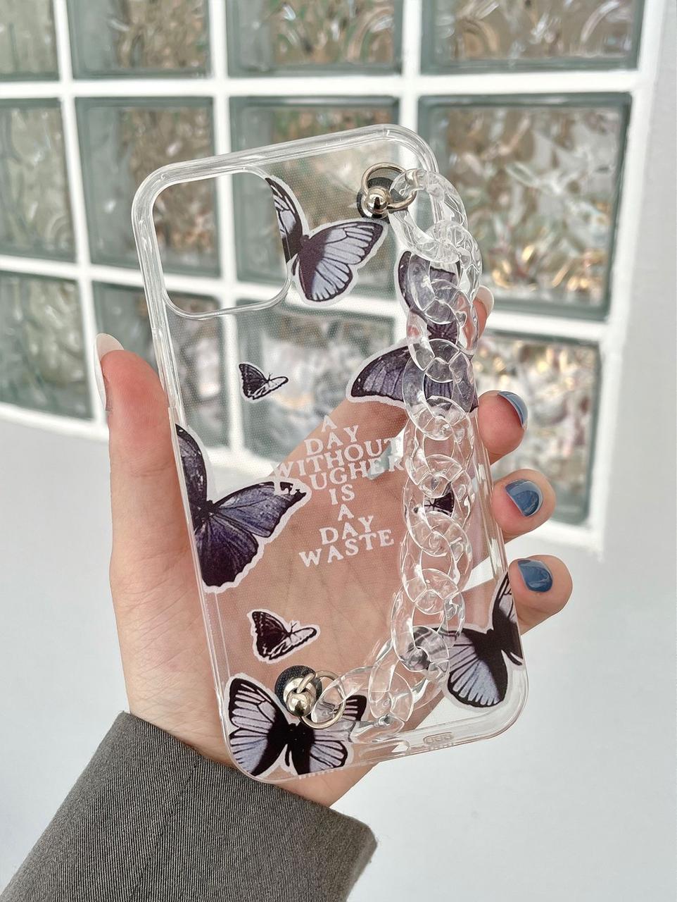 Butterfly Transparant Chain Phone Case