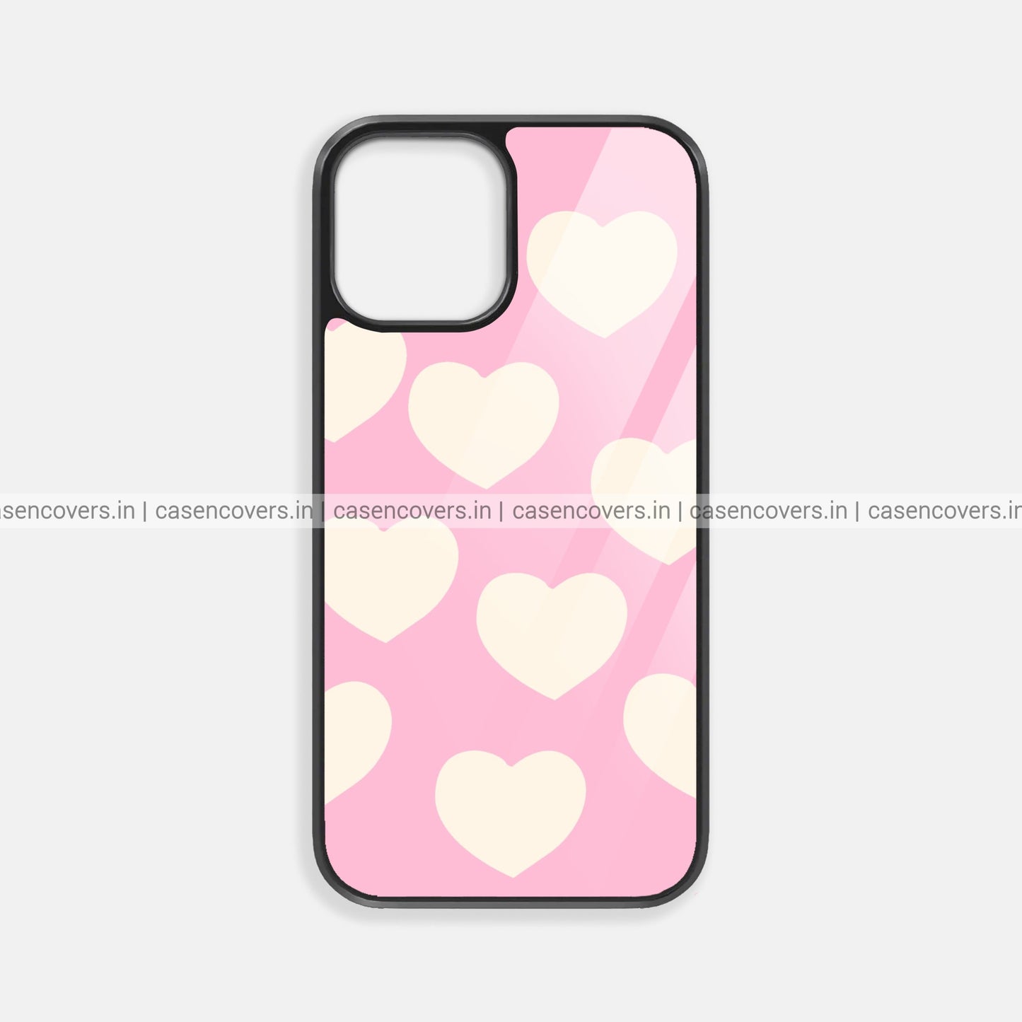 Beige Hearts Premium Glossy Phone Case