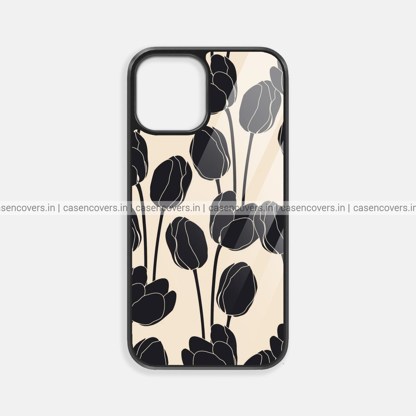 Tulip Black Aesthetic Premium Glossy Phone Case