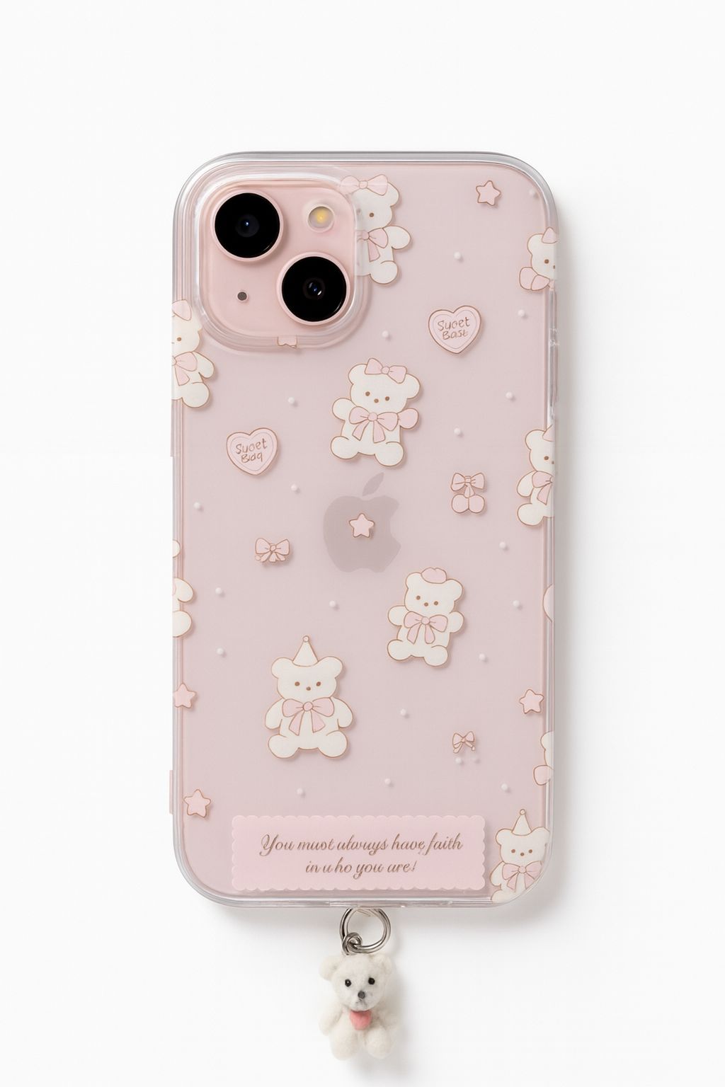 Pretty Teddy Phone Case with Hanging Teddy