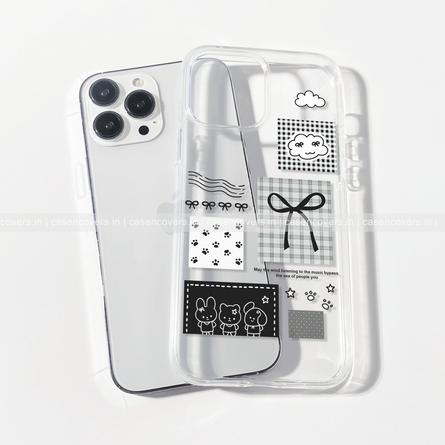 Aesthetic Kawaii Doodle Clear Phone Case