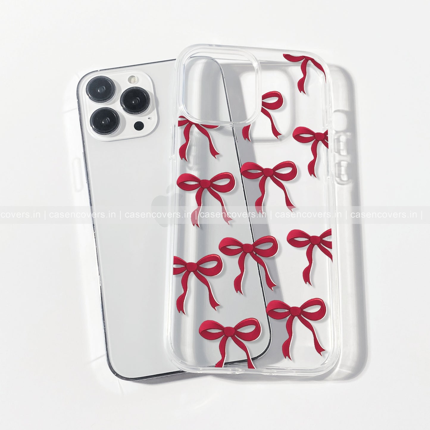 Cute Red Ribbon Clear Phone Case