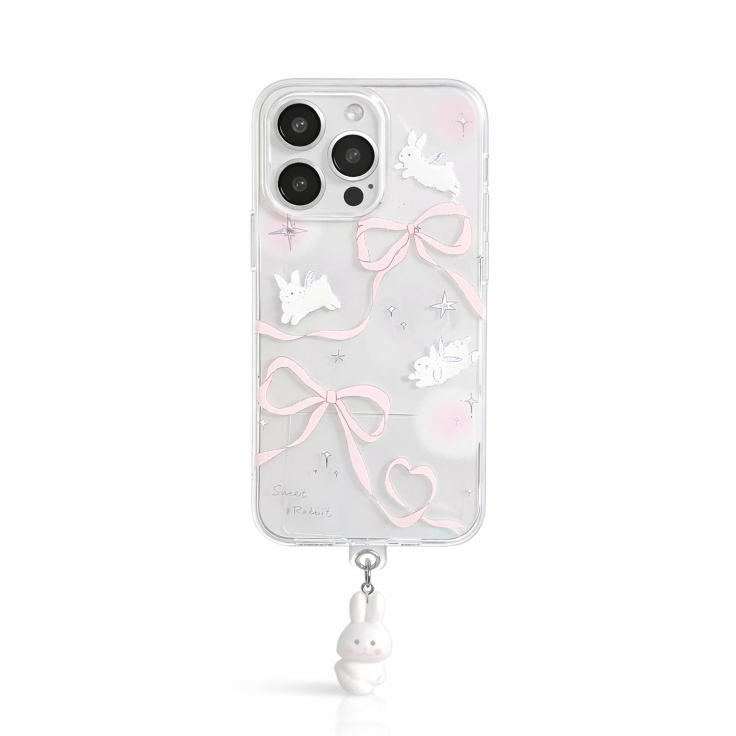Clear Bunny Bow Phone Case with Charm