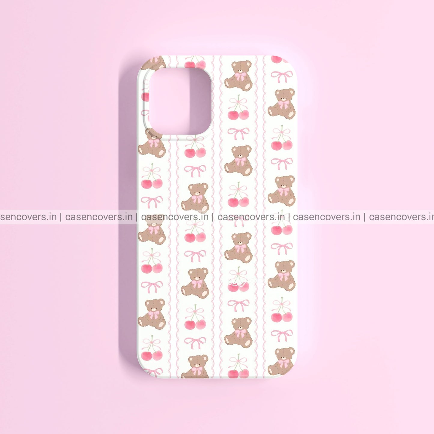 Cute Coquette Teddy Bear Pink Bow Phone Case