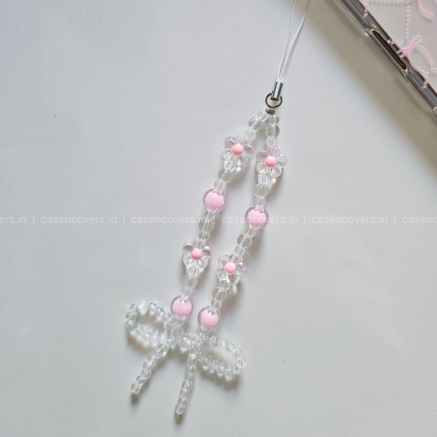 Cutest Bow Pink Bead Phone Charm