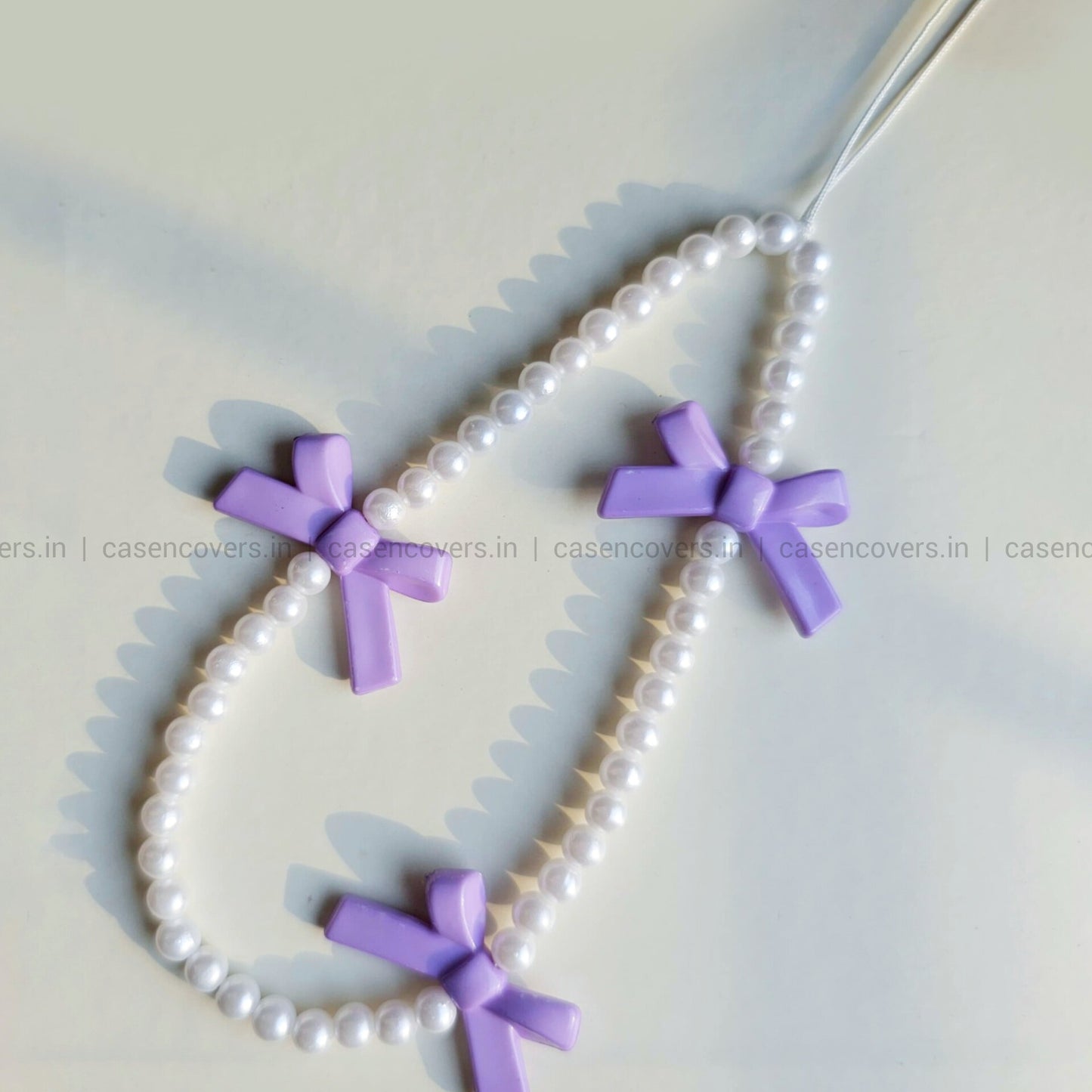 Purple Bow & Pearl Phone Charm