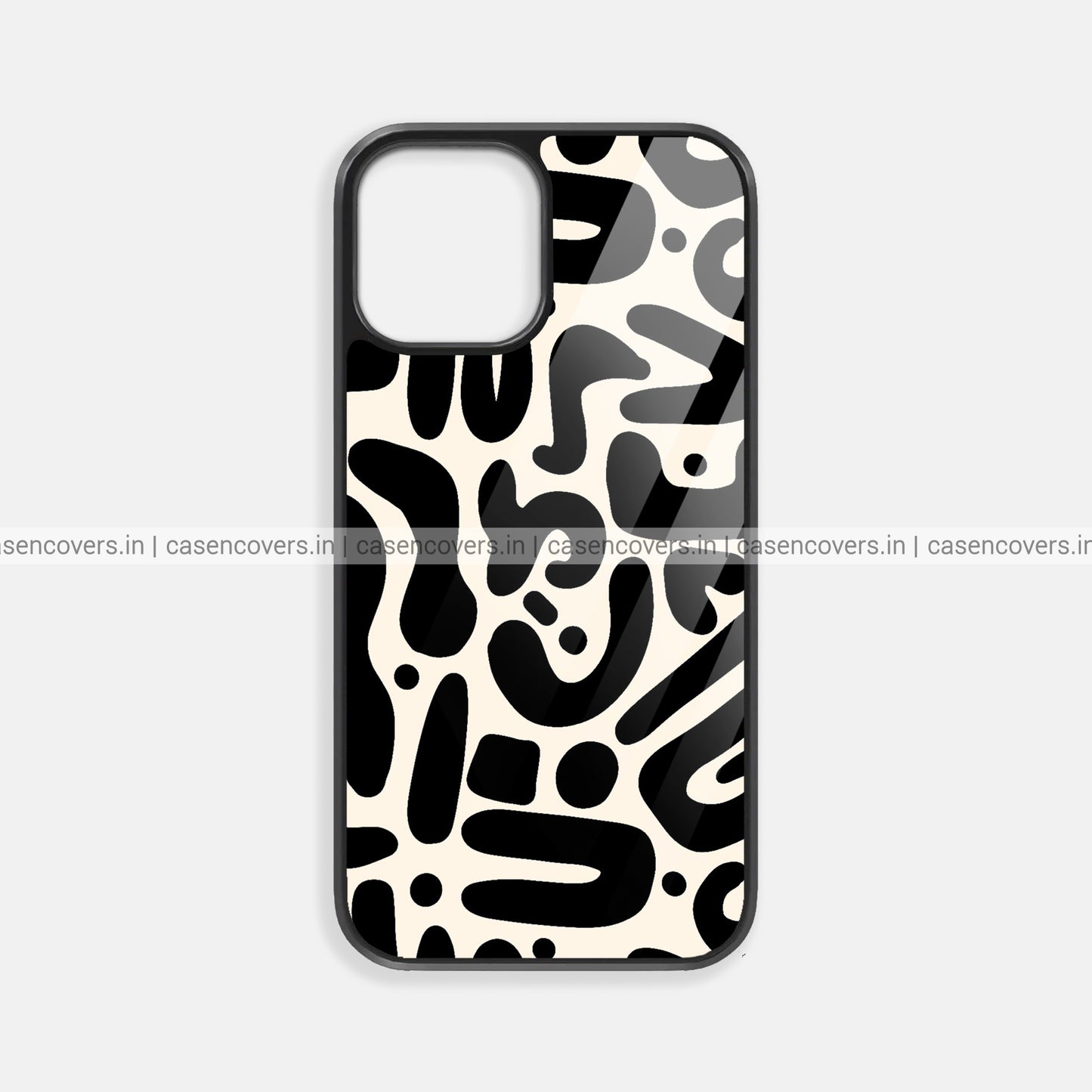 Black & Beige Abstract Premium Glossy Phone Case