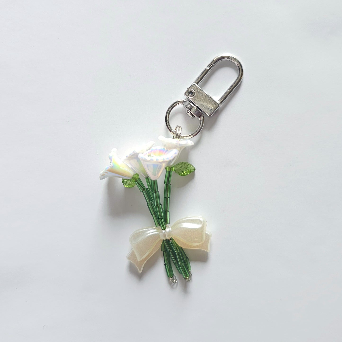 Mini White Handmade bouquet Phone Charm