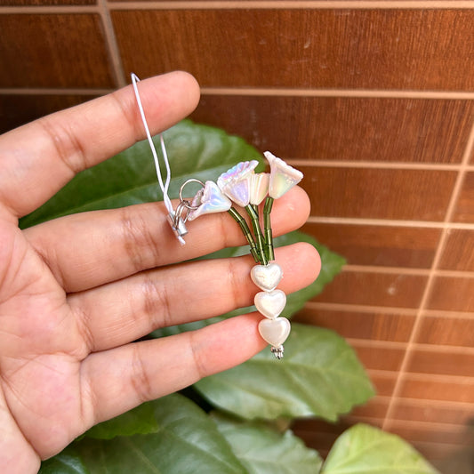 Mini White Handmade bouquet Phone Charm