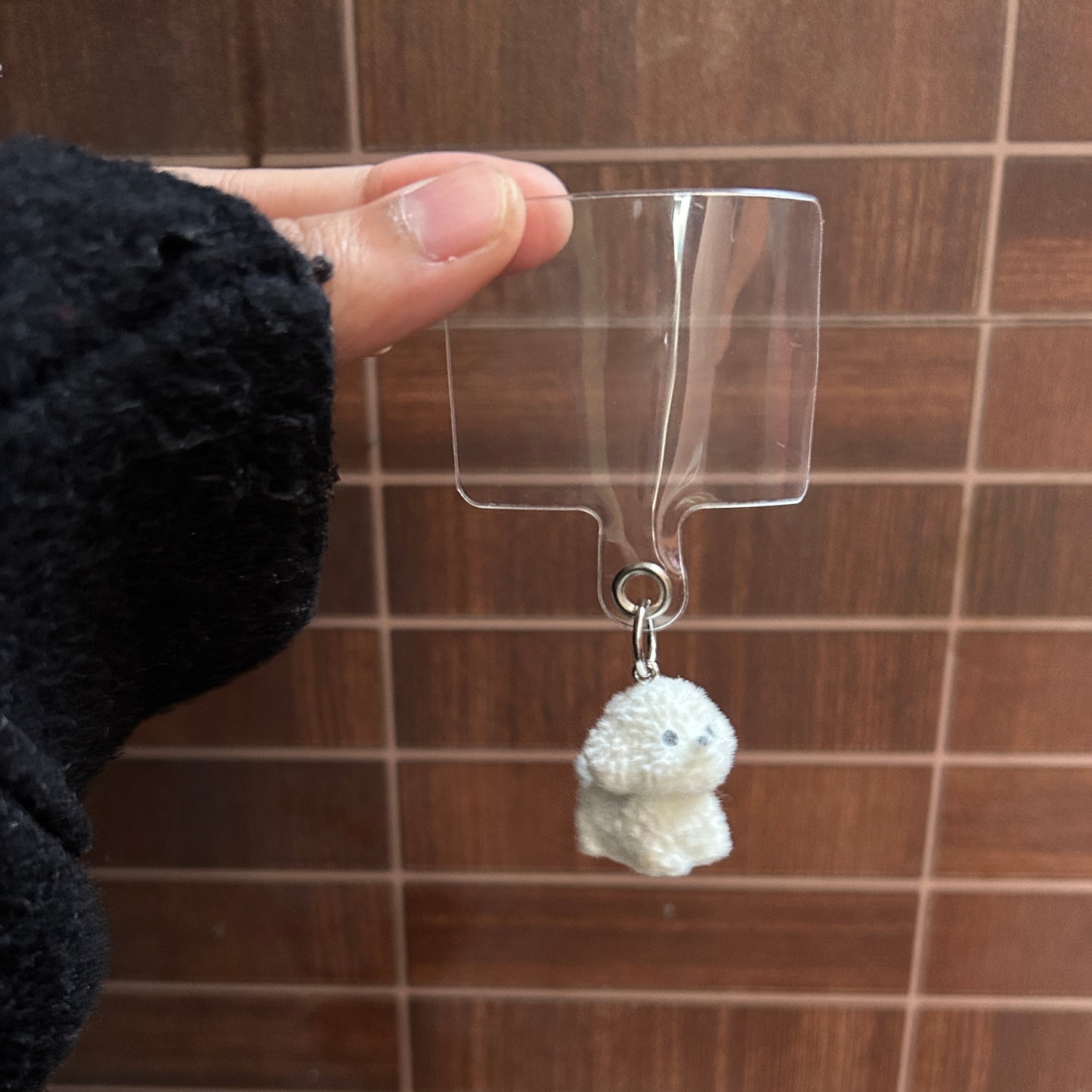 Cute Puppy Phone Charm Hanging With Transparent Holder