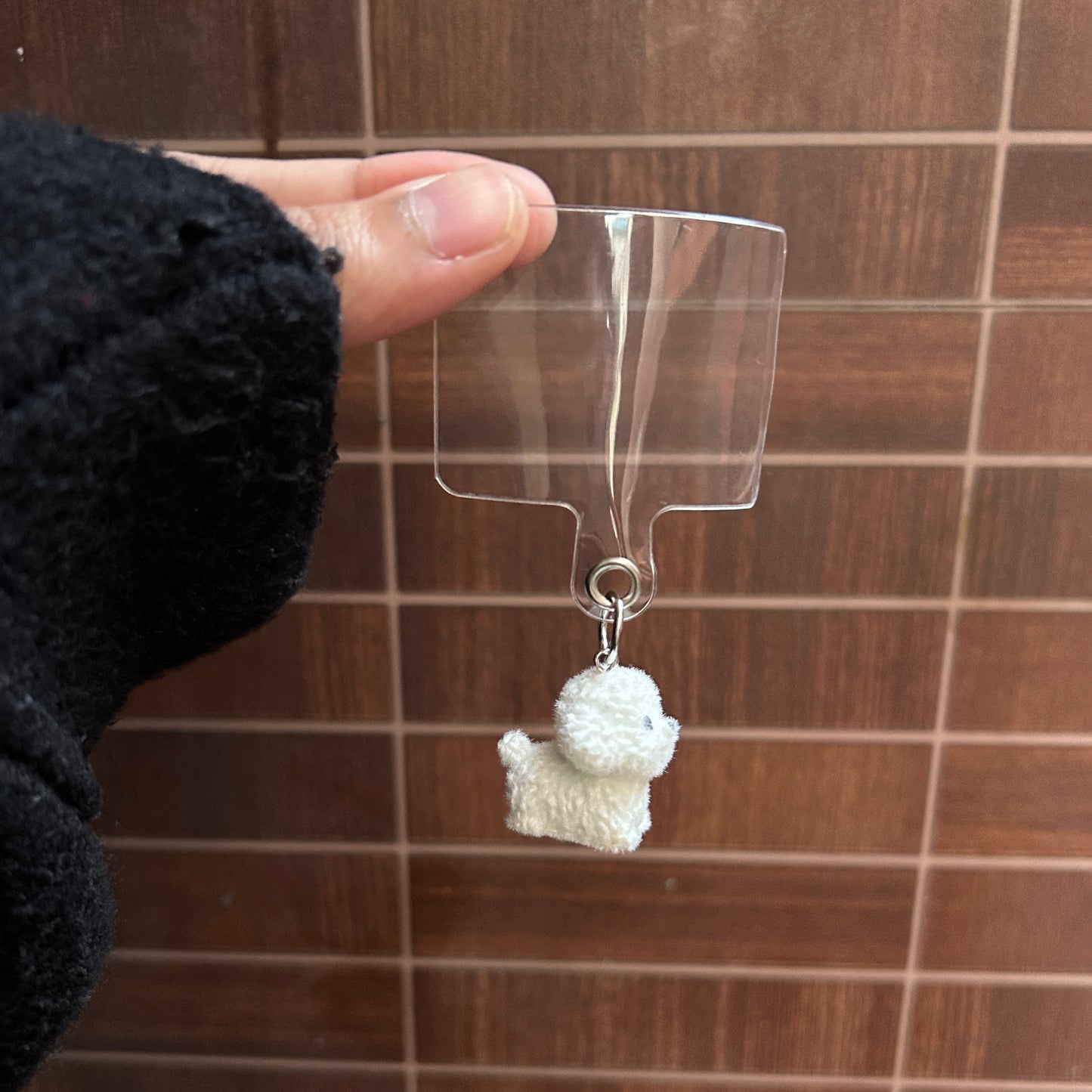 Cute Puppy Phone Charm Hanging With Transparent Holder