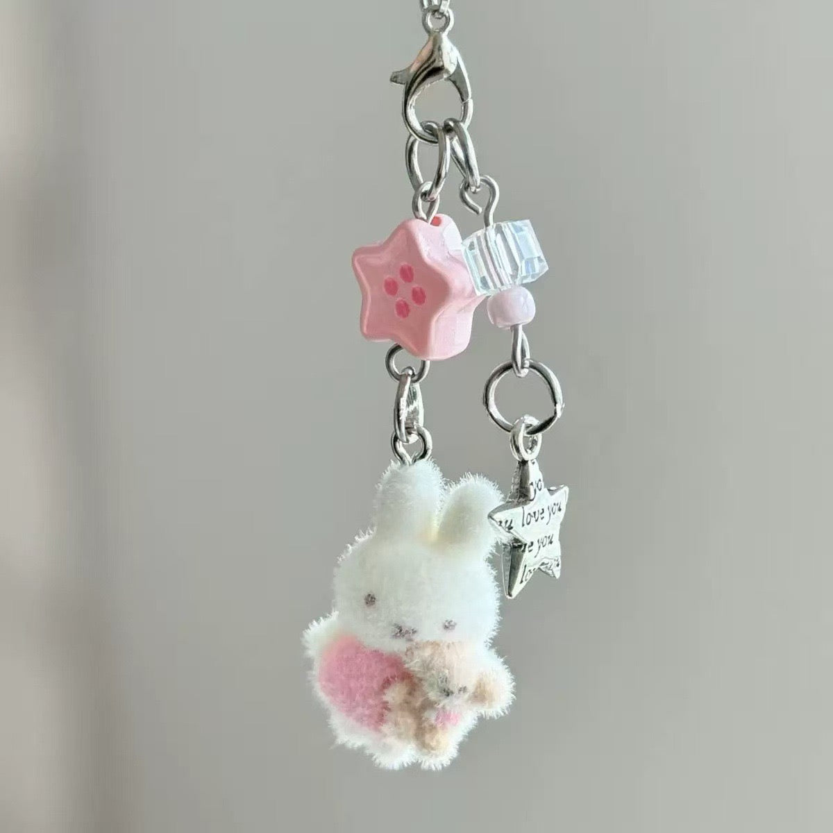Pinky Bunny Love Bear Charm Strap