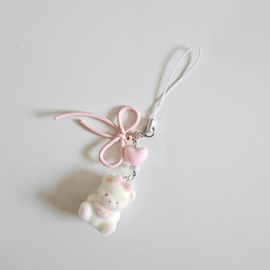 Pastel Kitty Heart Phone Charm