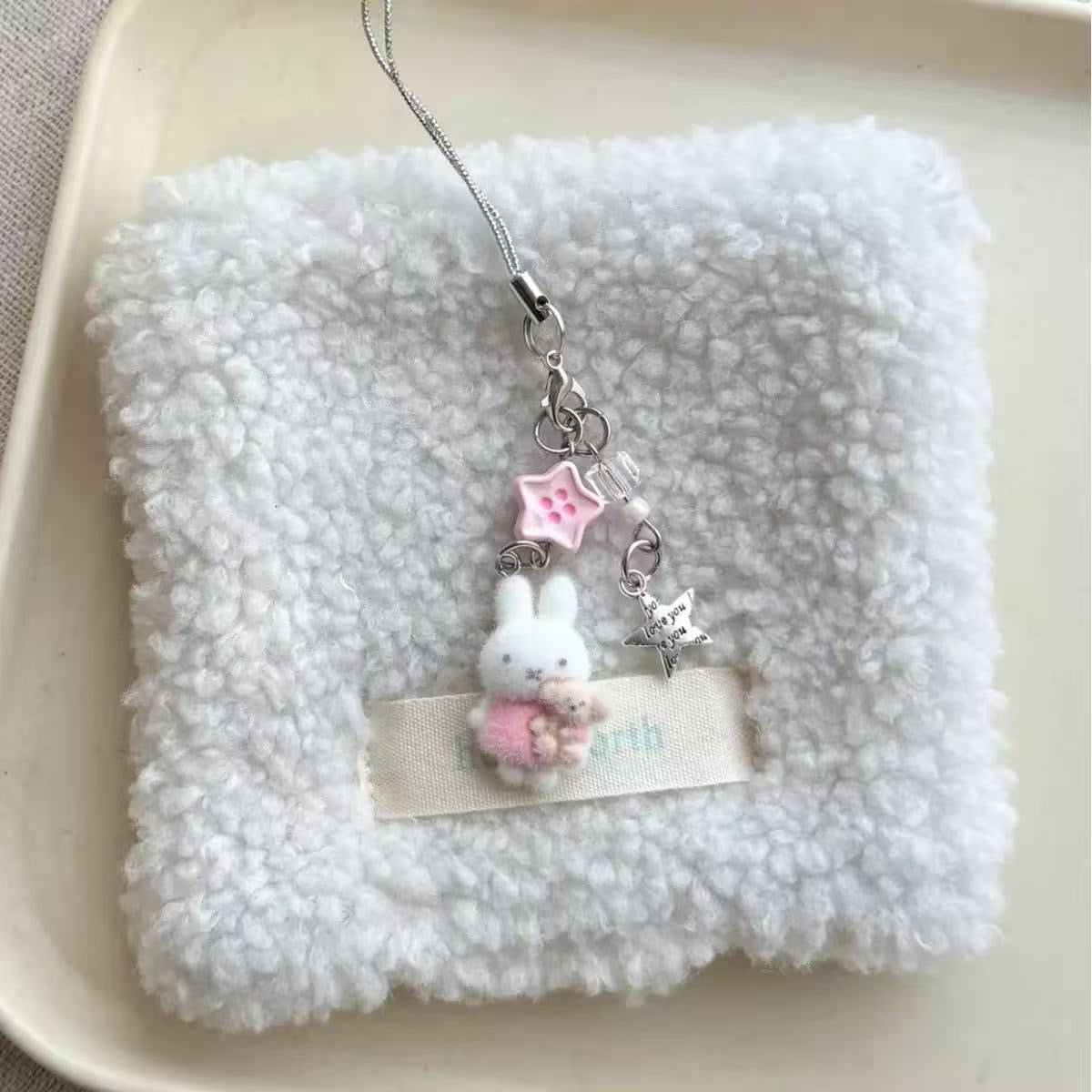 Pinky Bunny Love Bear Charm Strap
