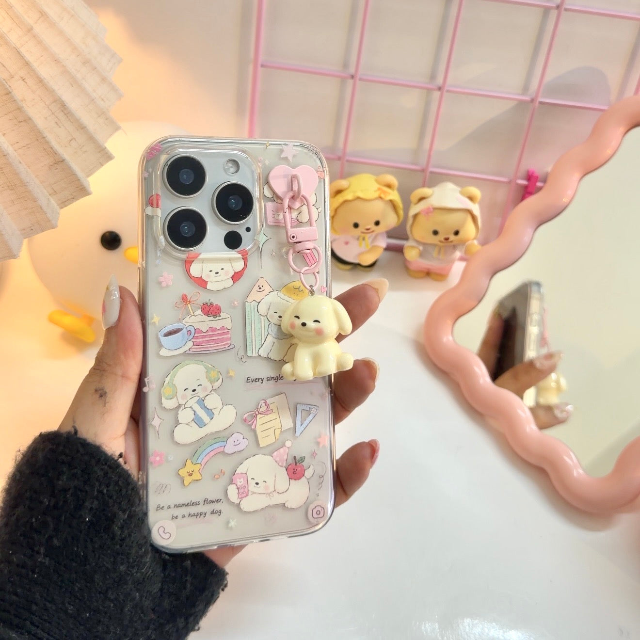 Cute Doggo Phone Case with Hanging Charm