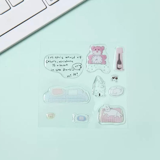 Cute Pink Teddy 3D Stickers