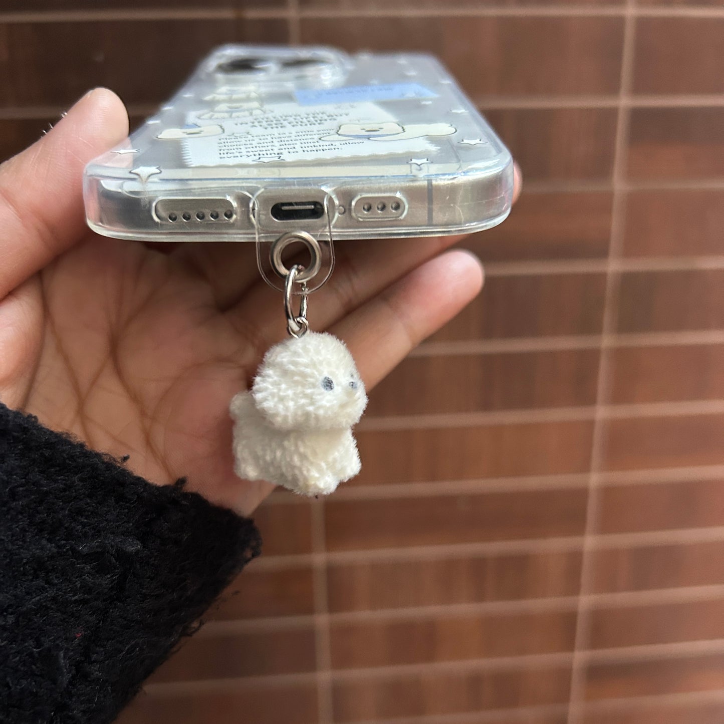 Cute Puppy Phone Case with Hanging Plush Charm