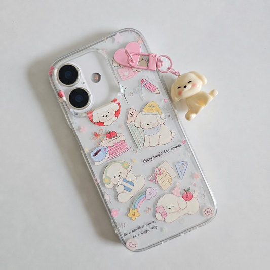 Cute Doggo Phone Case with Hanging Charm