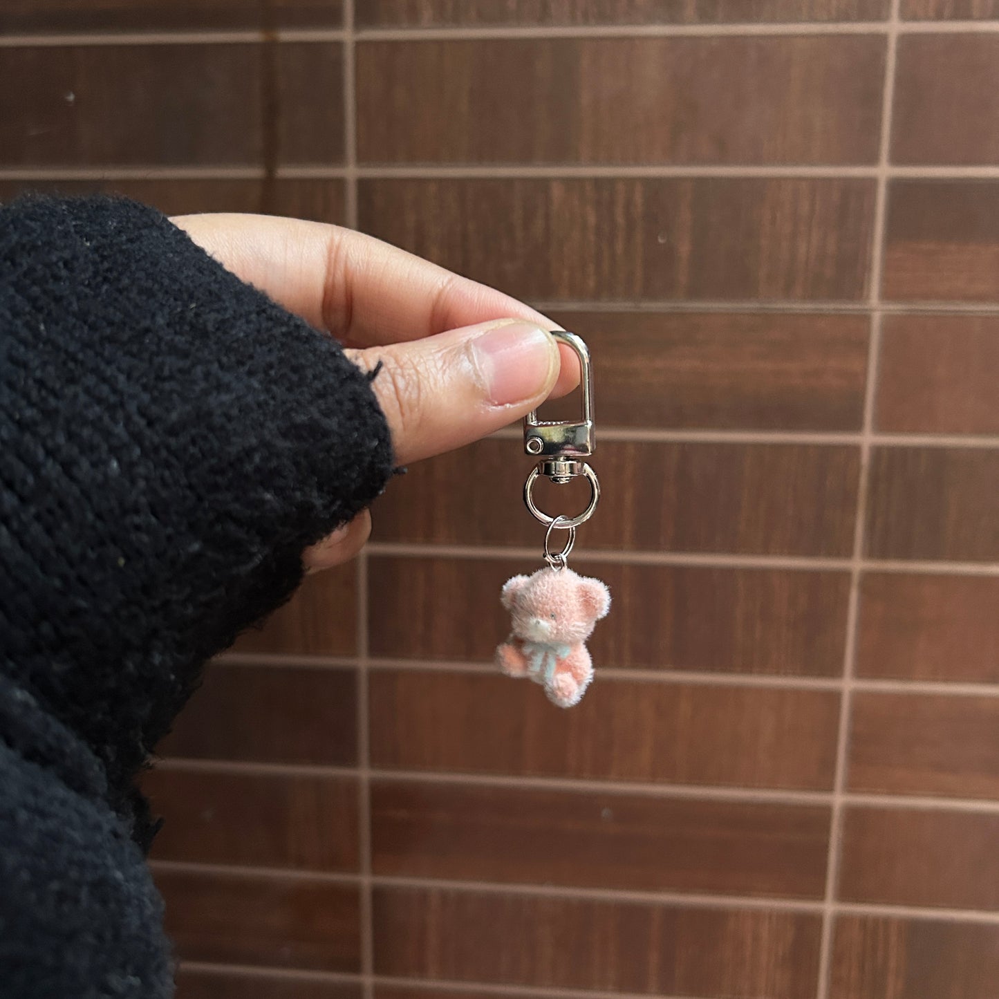 Cozy Bear Clear Case with Plush Hanging Charm