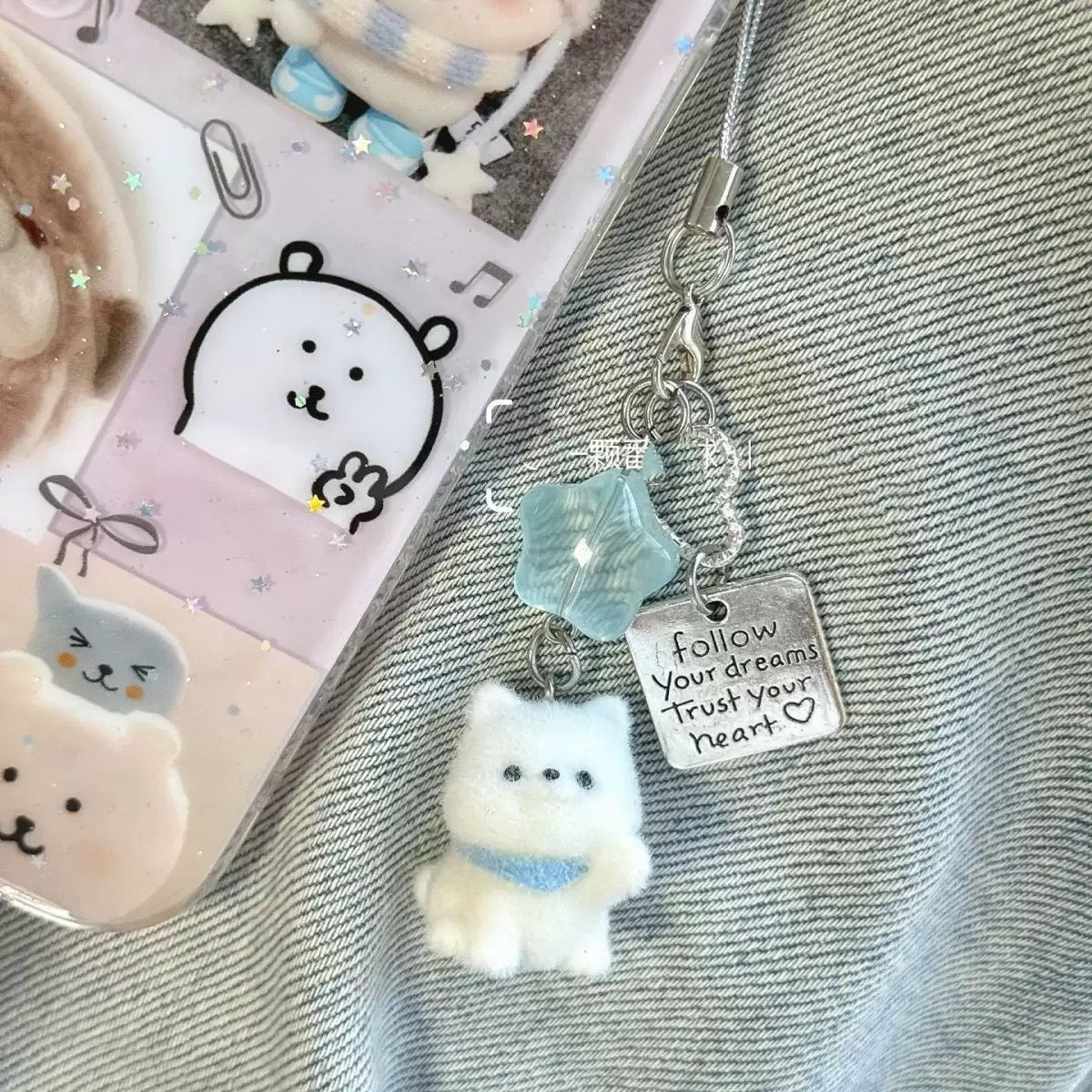 Dreamy Kitty Follow Your Heart Sparkling Star Phone Charm Lanyard