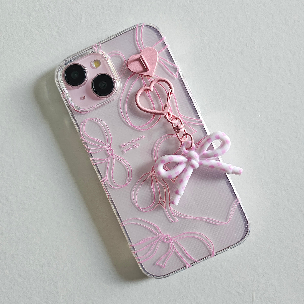 Blush Ribbon Dreams Coquette Bow Phone Charm Case