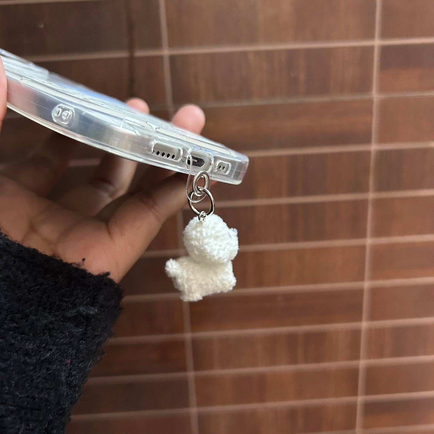 Cute Puppy Phone Case with Hanging Plush Charm