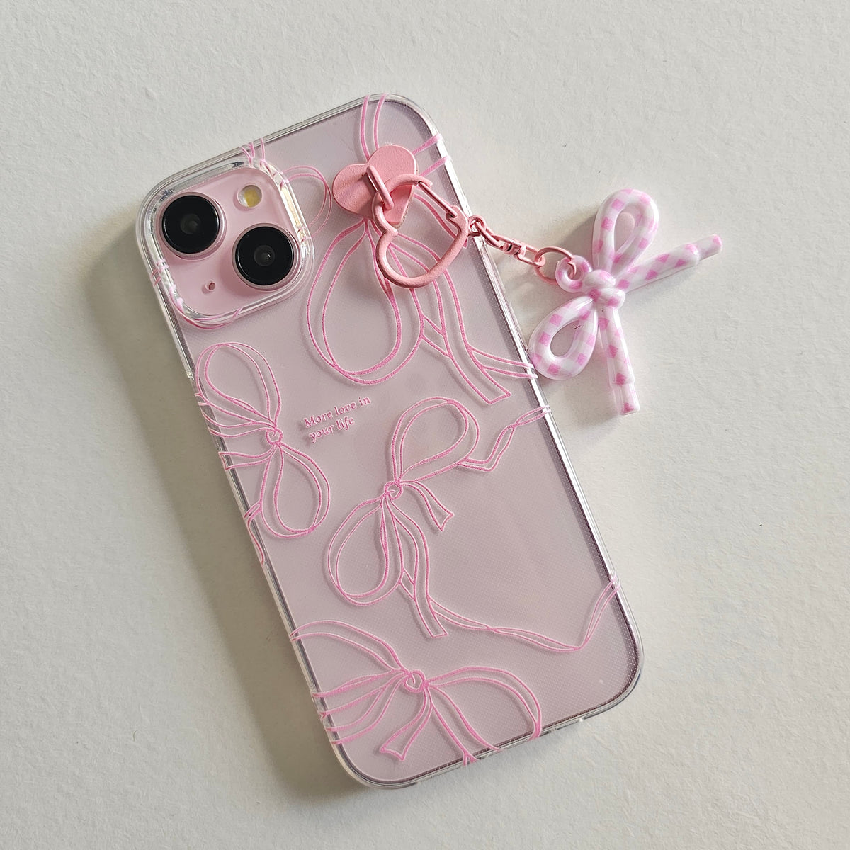 Blush Ribbon Dreams Coquette Bow Phone Charm Case