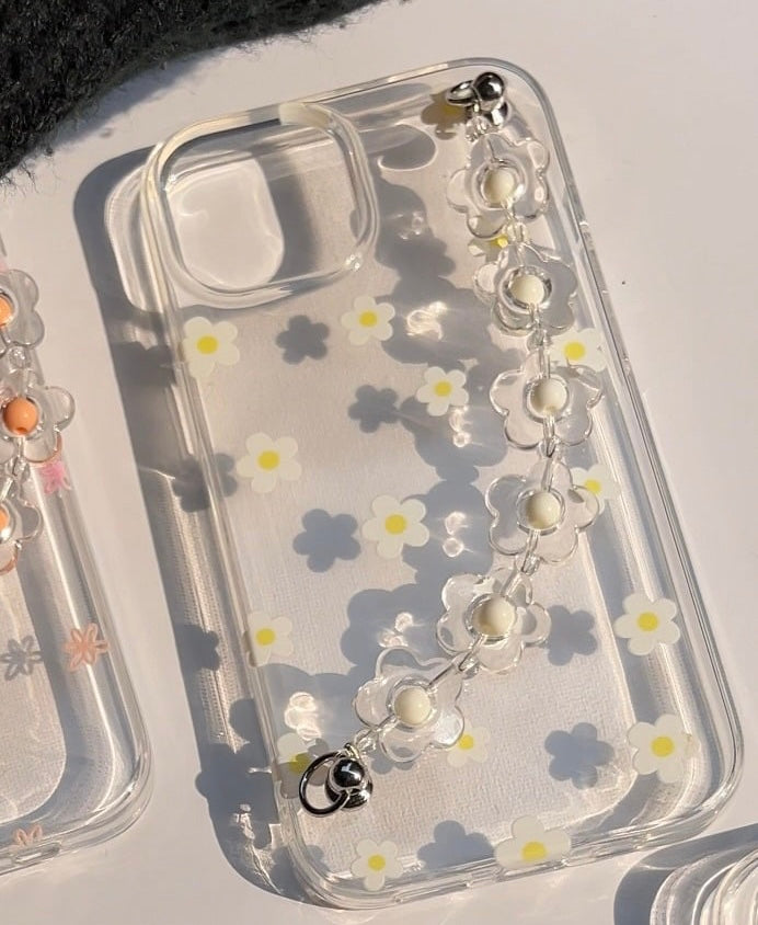 White Daisy Aesthetic Chain Clear Phone case