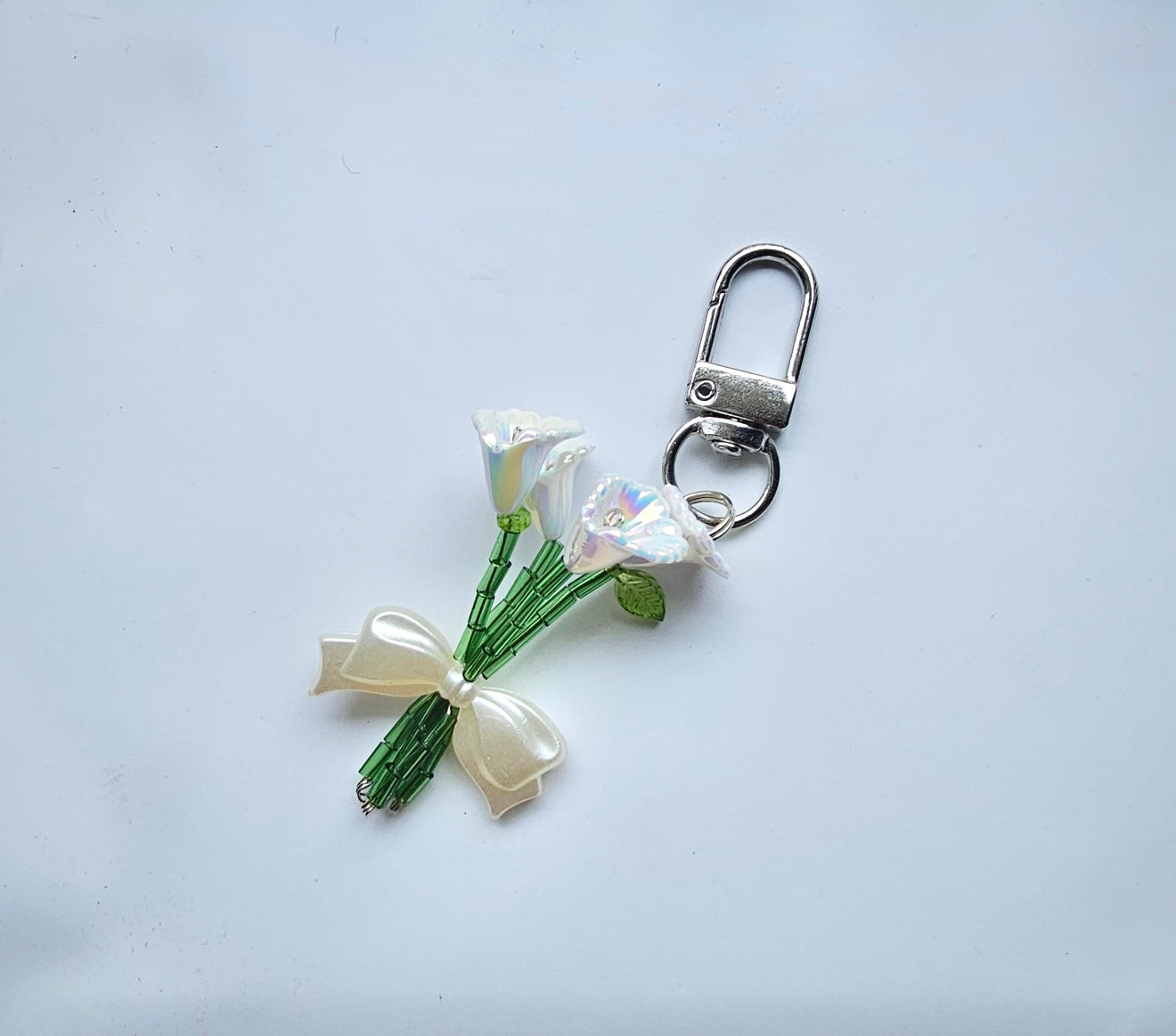 Mini White Handmade bouquet Phone Charm