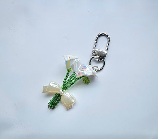 Mini White Handmade bouquet Phone Charm