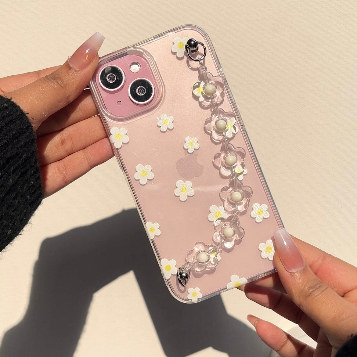 White Daisy Aesthetic Chain Clear Phone case