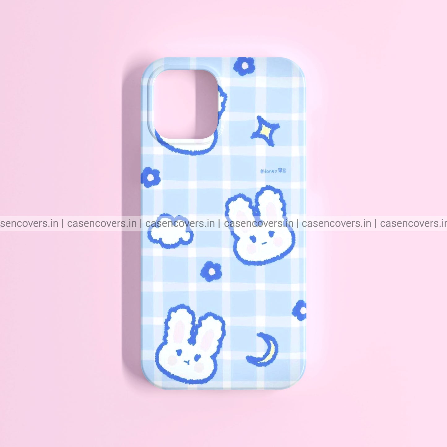 Cute Blue Bunny Checks Phone Case