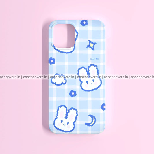 Cute Blue Bunny Checks Phone Case