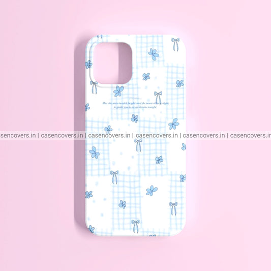 Aesthetic Blue Bows Checks Case