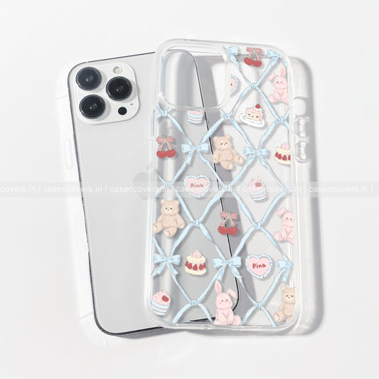 Pretty Teddy & Cake Clear Phone Case