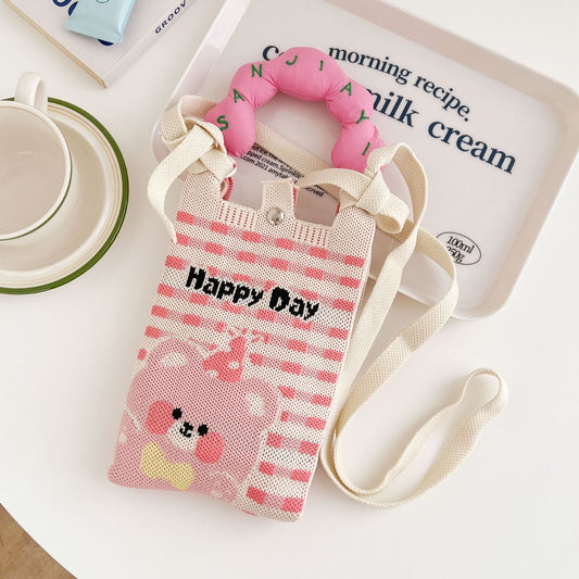 Viral Korean Pink Teddy Mobile Sling Pouch