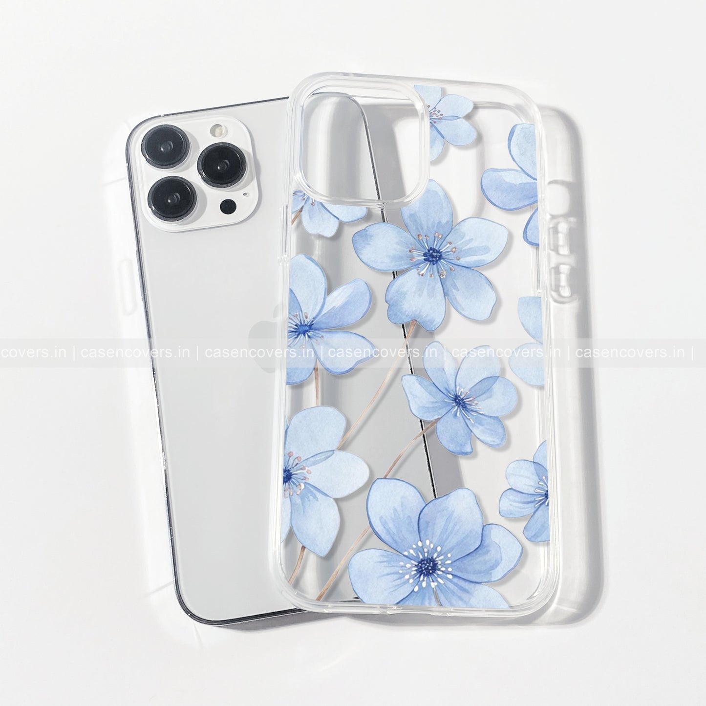 Powder Blue Blossom Clear Phone Case