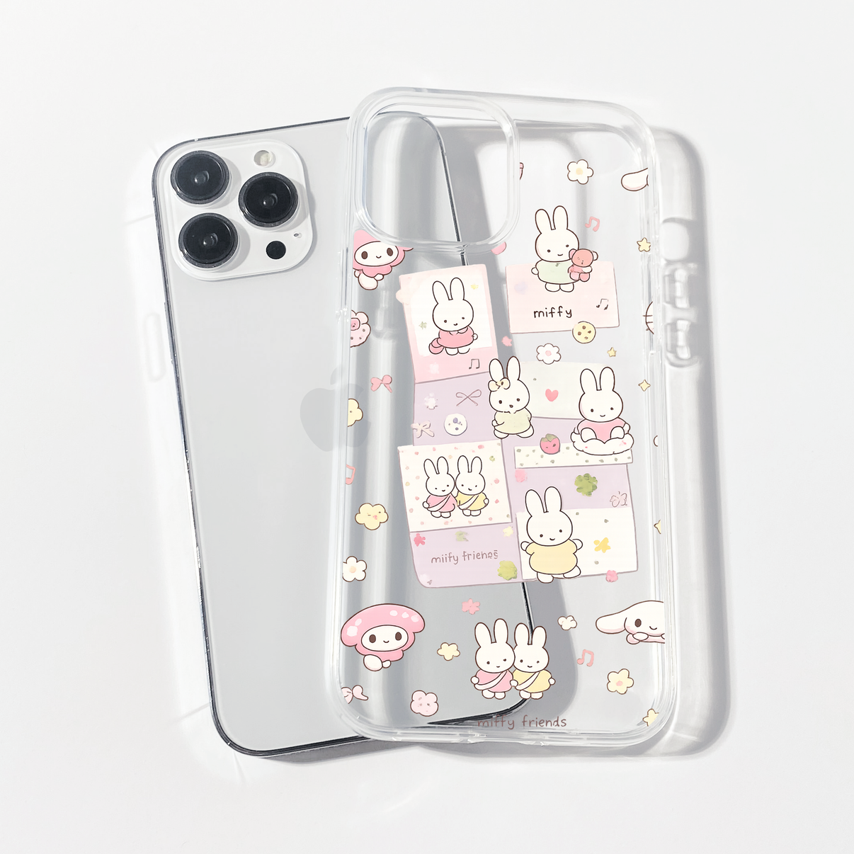 Pastel Doodles Pink Clear Phone Case