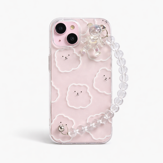 Aesthetic cloud clear teddy chain case