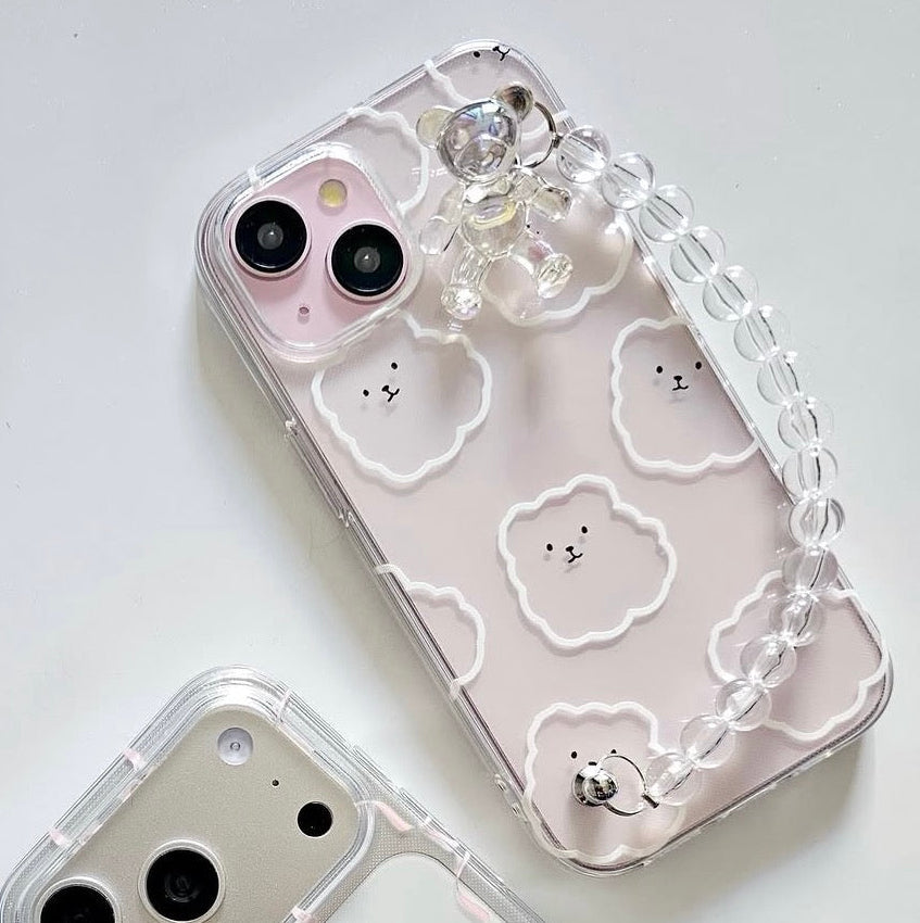 Aesthetic cloud clear teddy chain case